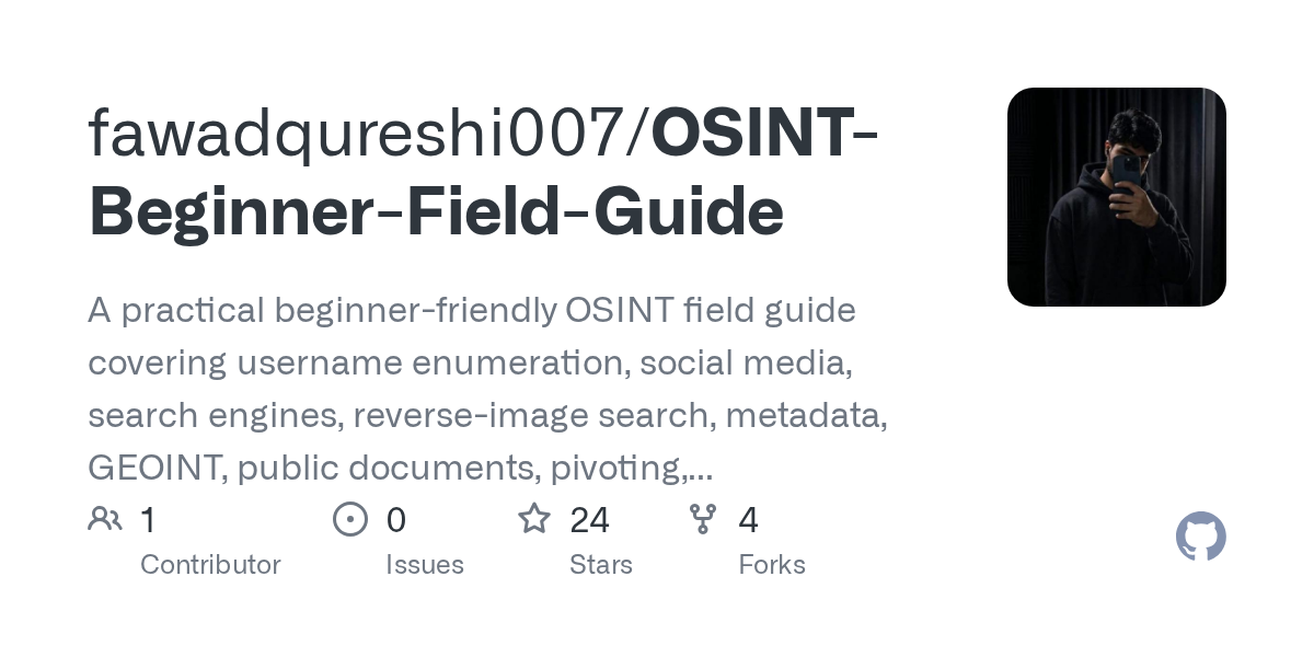 fawadqureshi007/OSINT-Beginner-Field-Guide: 🕵️ OSINT PLAYBOOK