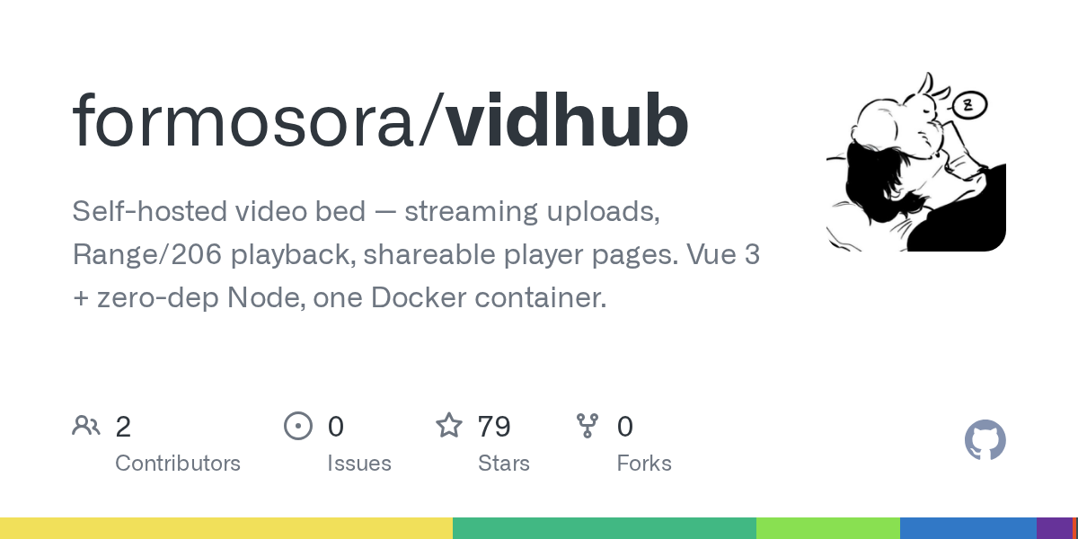 formosora/vidhub: 🎬 vidhub · self-hosted video hosting