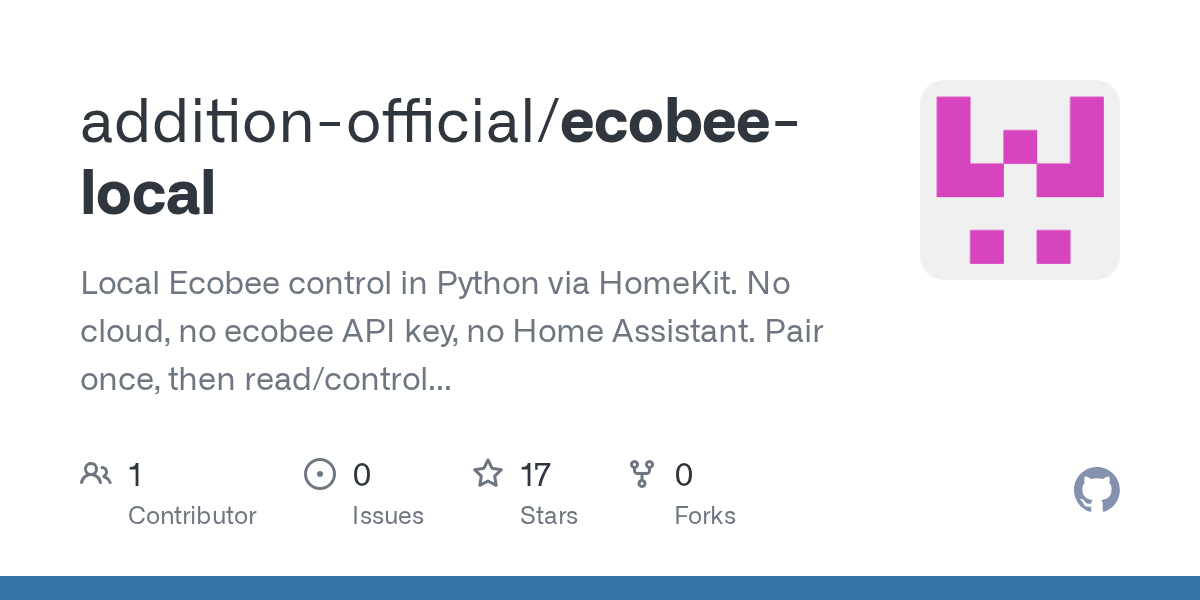 addition-official/ecobee-local: local Ecobee Control (HomeKit)
