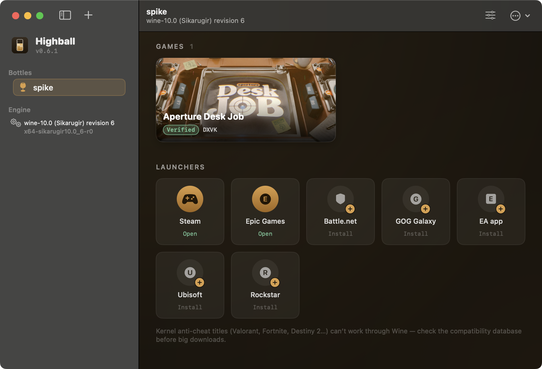gauthierpiarrette/highball: native macOS app (and CLI) that sets up Wine, DXMT, D3DMetal and DXVK for you