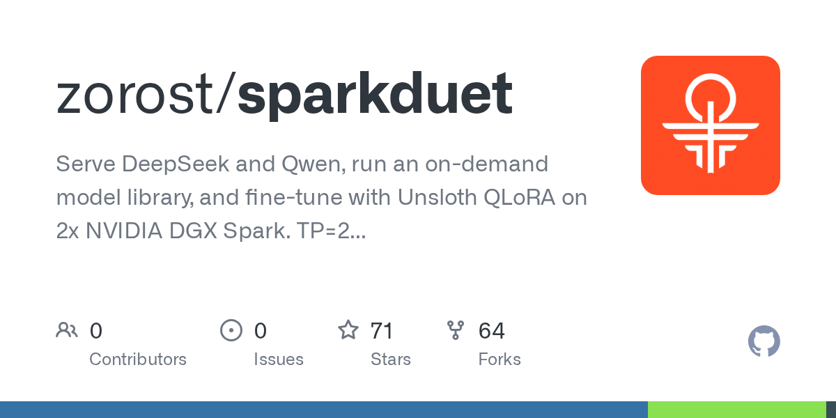 zorost/sparkduet: two DGX Sparks give you 256 GB of unified GPU memory, a 200 Gb/s private interconnect