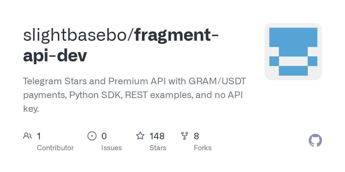 slightbasebo/fragment-api-dev: telegram Stars API & Telegram Premium API