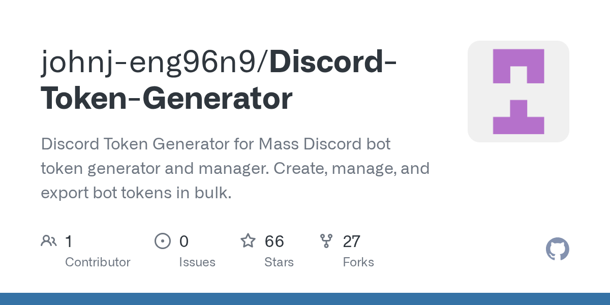 johnj-eng96n9/Discord-Token-Generator: discord token generator, discord bot token generator