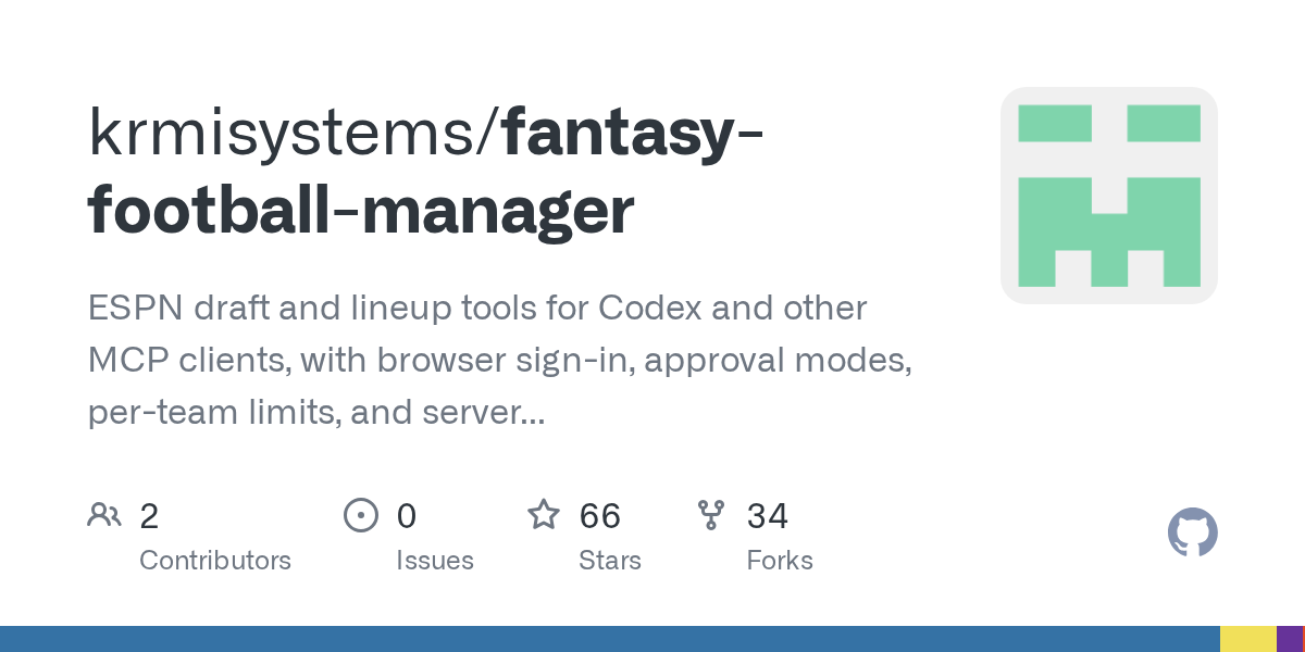 krmisystems/fantasy-football-manager: eSPN fantasy football team management for Codex and other Model