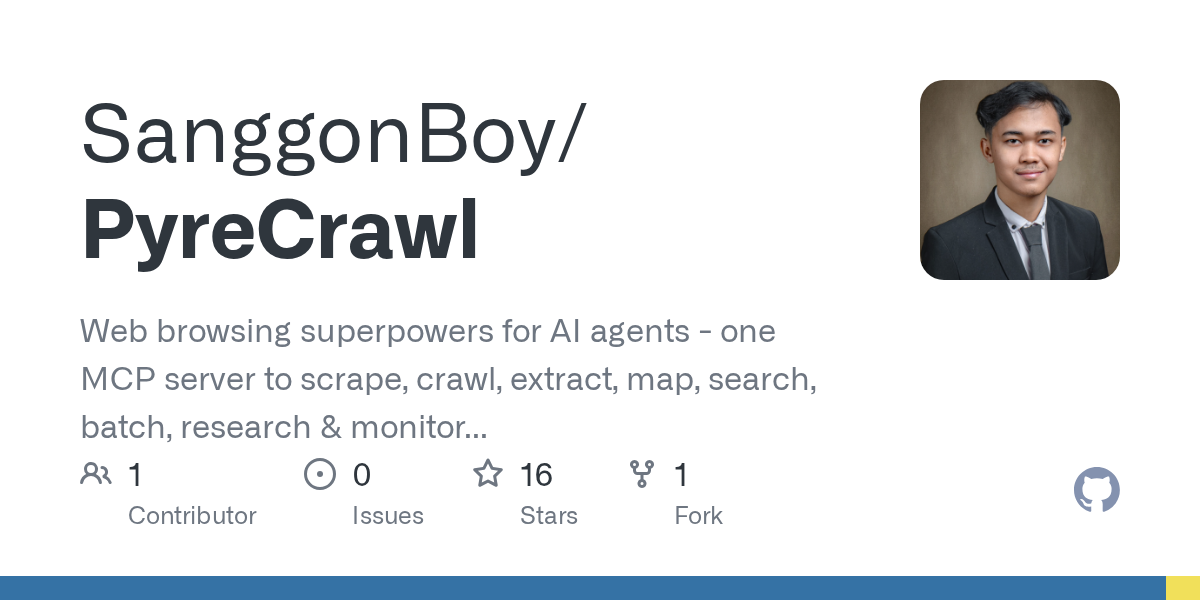 SanggonBoy/PyreCrawl: 🔥 PyreCrawl — Web Browsing Superpowers for Your AI Agent