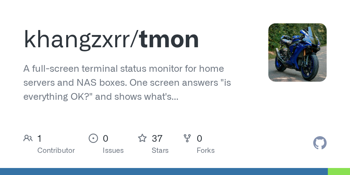 khangzxrr/tmon: Full-Screen Terminal Status Monitor for Home Servers