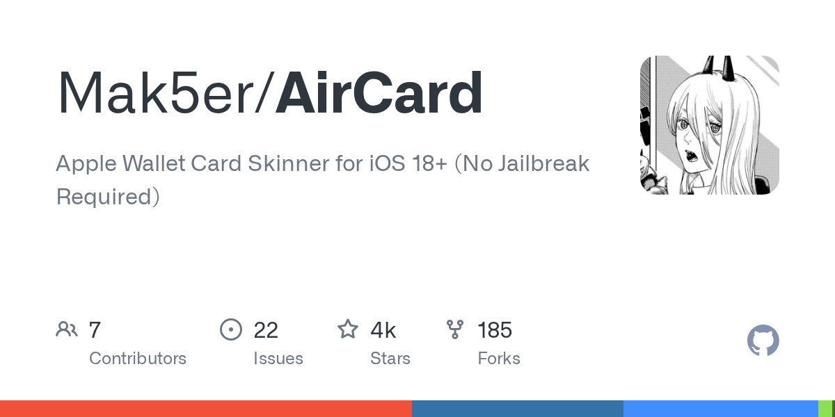 Mak5er/AirCard: apple Wallet Card Skinner & Lockscreen Passcode Themer for iOS 18+ (No Jailbreak Required)