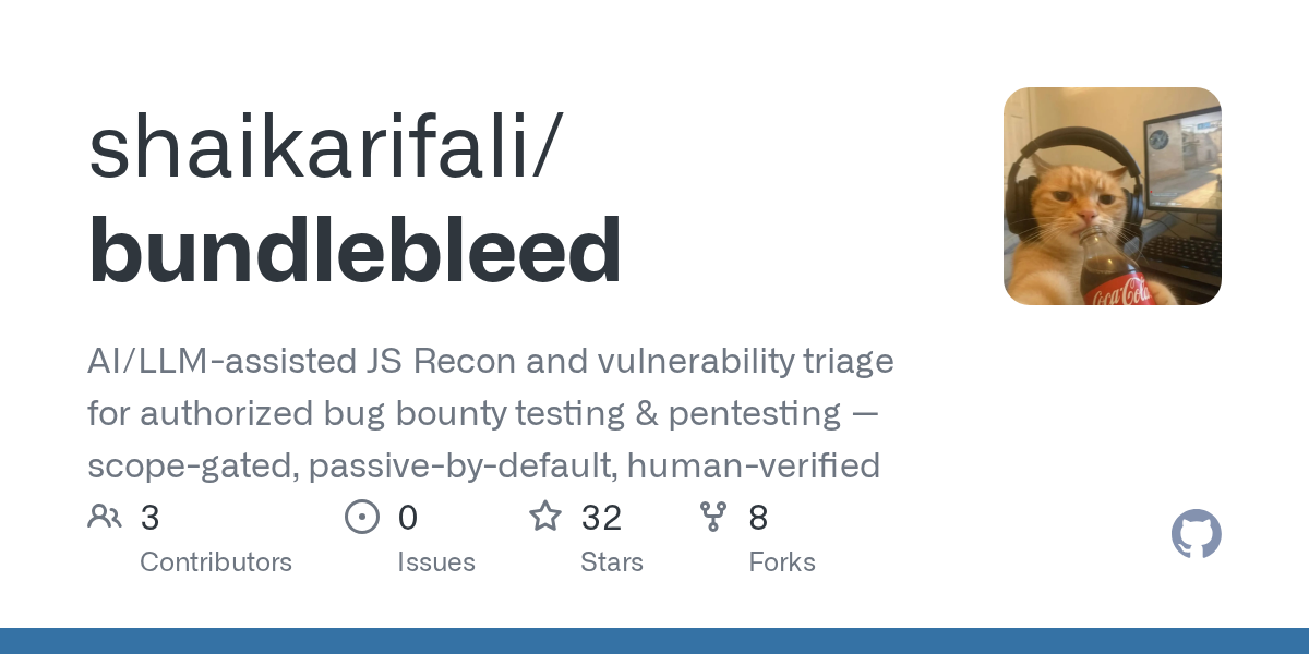 shaikarifali/bundlebleed: collects a target's client-side JavaScript and server-rendered pages