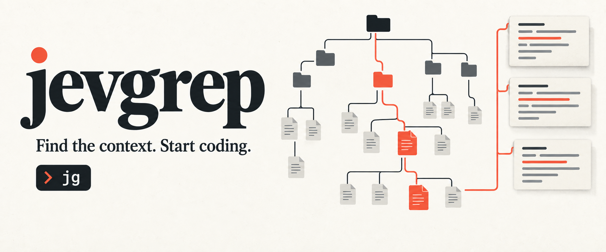 dzhng/jevgrep: coding agents spend part of every unfamiliar task finding the right files